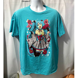 Hatsune Miku Vocaloid Anime T-Shirt Blue  Large